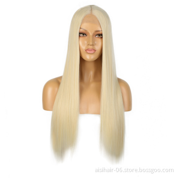Aisi Hair Cheap 26 Inch Wholesale Long Blonde Color Wig Long Silky Straight Swiss Lace Wigs Synthetic Hair Wigs For Black Women